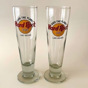 2 Vintage Hard Rock Cafe Las Vegas Pilsner Beer Glasses